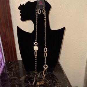 paparazzi Gold Geometric Link Long Necklace